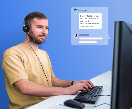 assistance d'un conseiller avec un chatbot